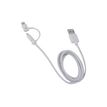 MUVIT Dualplug - Oplaad- / datakabel - Lightning / USB - micro-USB type B, Lightning (M) naar USB (M) - 1 m - wit - voor Apple iPad/iPhone/iPod (Lightning)