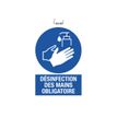 Exacompta - Panneau de signalisation adhésif - Désinfection des mains obligatoire - 230 x 330 mm - bleu