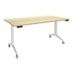 3253310171558-Table de réunion abattantes - L160 x P80 cm - pied blanc - plateau imitation érable-P_400001670_1-0