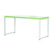 3700339874064-Bureau droit MT1 Elégance - L140 x P67 x H75 cm - pieds blancs - plateau blanc chants ver-P_400004665_3-2