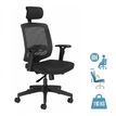 3760388580255-Fauteuil de bureau MALICE avec têtière - accoudoirs réglables - noir--0