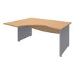 3253310106710-Bureau compact à gauche DUAL - L160 cm - Pieds alu - plateau imitation Hêtre (Pieds de renfort ou caisson bout de bureau obligat-P_400009065_1-0