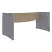 3253310175402-Bureau compact à gauche DUAL - L160 cm - Pieds blanc - plateau imitation Chêne gris (Pieds de renfort ou caisson bout de bureau obligat-P_400009070_5-3