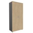 -Armoire haute EXPRIM/LOFTER/LEVEL - H180 x L80 x P47 - 2 portes - Corps Anthracite - Dessus et portes imitation Chêne c--0