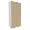 0404000124535-Armoire haute EXPRIM/LOFTER/LEVEL - H180 x L80 x P47 - 2 portes - Corps Blanc perle - Dessus et portes imita--0