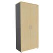 -Armoire haute EXPRIM/LOFTER/LEVEL - H180 x L80 x P47 - 2 portes - Corps Anthracite - Dessus et portes imitation Hêt--0