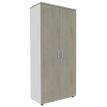 -Armoire haute EXPRIM/LOFTER/LEVEL - H180 x L80 x P47 - 2 portes - Corps Blanc perle - Dessus et portes imitation Chêne --0