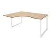 0404000123255-Bureau compact LOFTER - L160 cm - Retour à gauche - Plateau imitation chêne clair - pied Blanc - (pied de renfort obligat-P_400012325_1-0