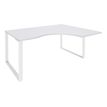 Bureau compact LOFTER - L180 cm - Retour à droite - Plateau Blanc - pied Blanc - (pied de renfort obligatoire à rajouter - non inclus)