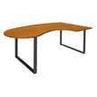 0404000123668-Bureau LOFTER Manager arrondi -  retour à droite - L200 cm - Plateau imitation Merisier - Pied carbone (Pieds de renfort obligat-P_400012366_1-0