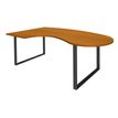 0404000123781-Bureau LOFTER Manager arrondi -  retour à gauche - L200 cm - Plateau imitation Merisier - Pied carbone (Pieds de renfort obligat-P_400012378_1-0