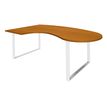 0404000123798-Bureau LOFTER Manager arrondi -  retour à gauche - L200 cm - Plateau imitation Merisier - Pied blanc (Pieds de renfort obligat-P_400012379_1-0