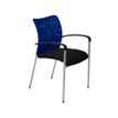 Lot de 4 chaises JULIA - avec accoudoirs - assise noire et dossier bleu