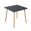 Table de restauration carré PALOMBA - L80 x P80 x H75 cm - pieds hêtre - plateau noir