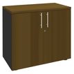 Armoire basse EXPRIM/URBAN/LOFTER - H72 x L80 x P47 - 2 portes - Corps Anthracite - Dessus et portes imitation noyer