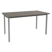 Table de réunion rectangulaire - 140 x 70 cm - Pieds carrés aluminium - imitation chêne gris