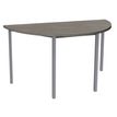 Table de réunion Demi-lune - 160 x 80 cm - Pieds carrés aluminium - imitation chêne gris