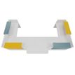3253310542860-Banque d'accueil OLA - Ensemble composé de modules hauts(x2) + PMR + retours (x2) + tablettes (x2) jaune + (x2) bleu - L425 x P237,5--2