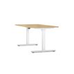 Bureau électrique AXEL -  bureau assis/debout  - L140 cm - plateau imitation chêne clair - pieds blanc