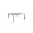 Bureau Bench ARIAL - L140 x P165 cm - plateau imitation chêne brunswick - pieds gris aluminium