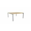 Bureau Bench ARIAL - L140 x P165 cm - plateau imitation chêne clair - pieds gris aluminium