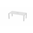 Table de réunion ARIAL - L200 x P100 cm - plateau blanc - pieds gris (trappe non incluse - obligatoire)