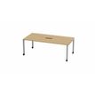 Table de réunion mobile ARIAL - L200 x P100 cm - plateau imitation chêne clair - pieds gris (trappe non incluse - obligatoire)