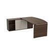 Bureau manager MOKA - L202 x P180 cm - avec console retour - plateau arqué - imitation noyer brun