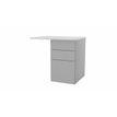 Retour sur caisson bout de bureau CONECT - L80 x P60 cm - plateau blanc - pieds gris