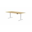 Table de réunion assis/debout AXEL - réglage électrique - L200 x P100 cm - plateau imitation chêne clair - pieds blancs