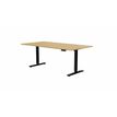 Table de réunion assis/debout AXEL - réglage électrique - L200 x P100 cm - plateau imitation chêne clair - pieds noirs