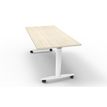 Table de réunion TAXI - Mobile et pliable - L140 x P80 x H37 cm - pieds métal blancs - plateau chêne