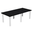 Table de réunion FLORA - L220 x P100 cm - 6 pieds métal blanc - plateau imitation frêne noir
