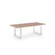 Table de réunion FLORA - L220 x P100 cm - pieds cadre en métal effet chromé - plateau imitation merisier arabis