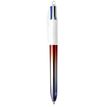 BIC 4 Couleurs - 1 Stylo à bille 4 couleurs Gradient Bleu Blanc Rouge - 1 mm