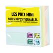 Les Prix Mini - Bloc Cube notes repositionnables - 400 feuilles - 76 x 76 mm - couleurs pastels assorties