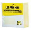 Les Prix Mini - Bloc Cube notes repositionnables - 400 feuilles - 76 x 76 mm - jaune pastel