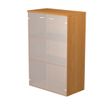 Armoire mi-haute - L80xP35xH120 cm - 2 portes en verre dépoli - noyer clair