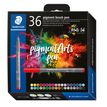 STAEDTLER Pigment brush 371 - 36 feutres pointe pinceau - couleurs assorties - encre Multi Ink intense