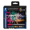 STAEDTLER Pigment calligraphy 375 - 12 feutres pointe calligraphie 2 mm - couleurs assorties - encre Multi Ink intense
