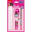 Maped Licence Barbie - Kit de traçage 4 pièces : 1 règle 15cm, 1 taille-crayons 1 trou, 1 gomme tube et 1 crayon graphite HB