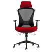 Fauteuil de bureau DESIGNER - Accoudoirs réglables - Appuie-tête - rouge et noir