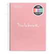 Notebook Miquelrius à couverture souple format A5 avec lignes horizontales, 120 feuilles de 5 couleurs, collection Emotions, couleur rose.