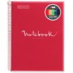 Notebook Emotions, couverture souple, A4 lignes horizontales 7 mm, 120 feuilles de 5 couleurs, Miquelrius, Rouge.