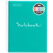 Notebook Emotions, couverture souple, A4 lignes horizontales 7 mm, 120 feuilles de 5 couleurs, Miquelrius, Turquoise.