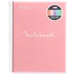 Notebook Emotions, couverture souple, A4 lignes horizontales 7 mm, 120 feuilles de 5 couleurs, Miquelrius, Rose.
