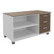 Console mobile KHEOPS - L120XP60XH66 cm - 3 tiroirs - structure blanc perle - finition imitation noyer