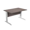 Bureau droit Trend - L140 - Pieds métals - plateau imitation frêne toscan - pied effet chromé
