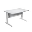 0404052255638-Bureau droit Trend - L140 - Pieds métals - plateau gris - pied effet chromé--0