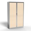 Armoire haute à rideaux - L120 x H198 x P43 cm - corps alu/rideau érable